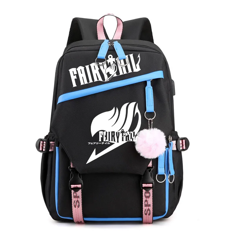 Bolsa de ocio Fairy Tail para niños, mochila de viaje al aire libre, bolsa con estampado de Anime, bolsa escolar para estudiantes adolescentes, bolsa USB