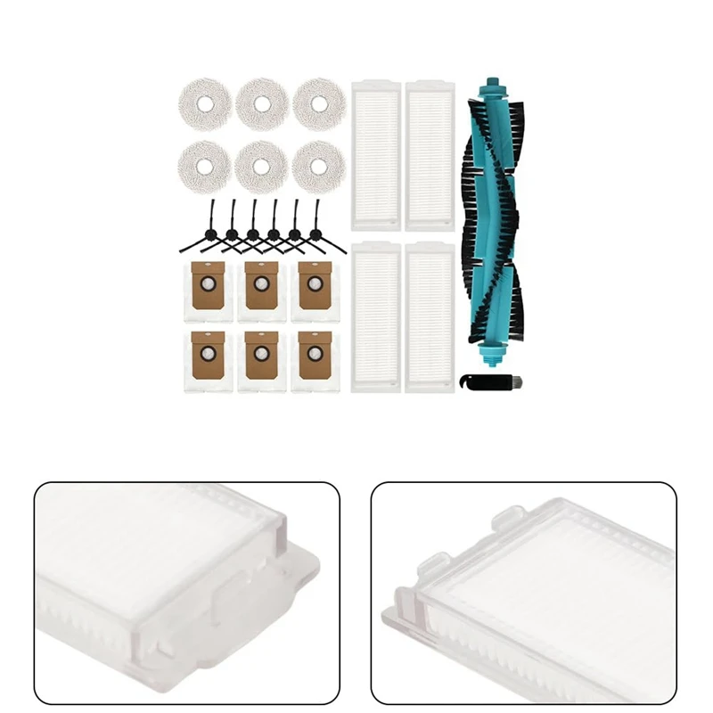 Roller Brush,Filters,Mop Cloths As Shown Plastic Compatible For Cecotec Conga 11090 Robot Vacuum Cleaners