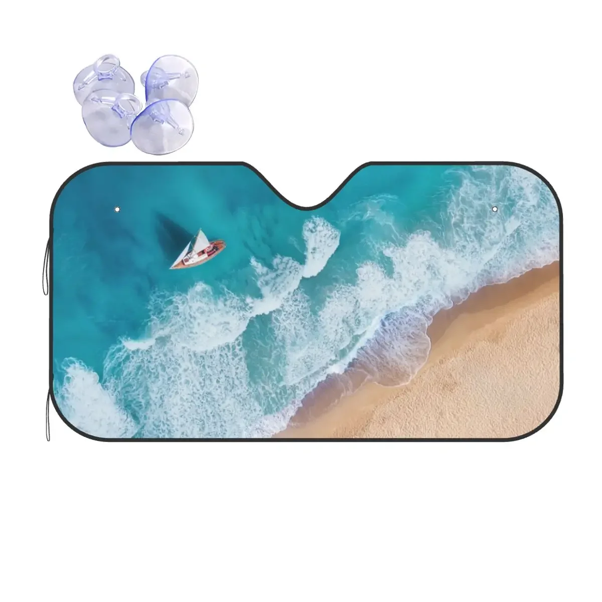

Waves Yachts Personality Sunsha Windscreen 70x130cm Sea Beach Scenery Foils Car Sunsha Car-styling