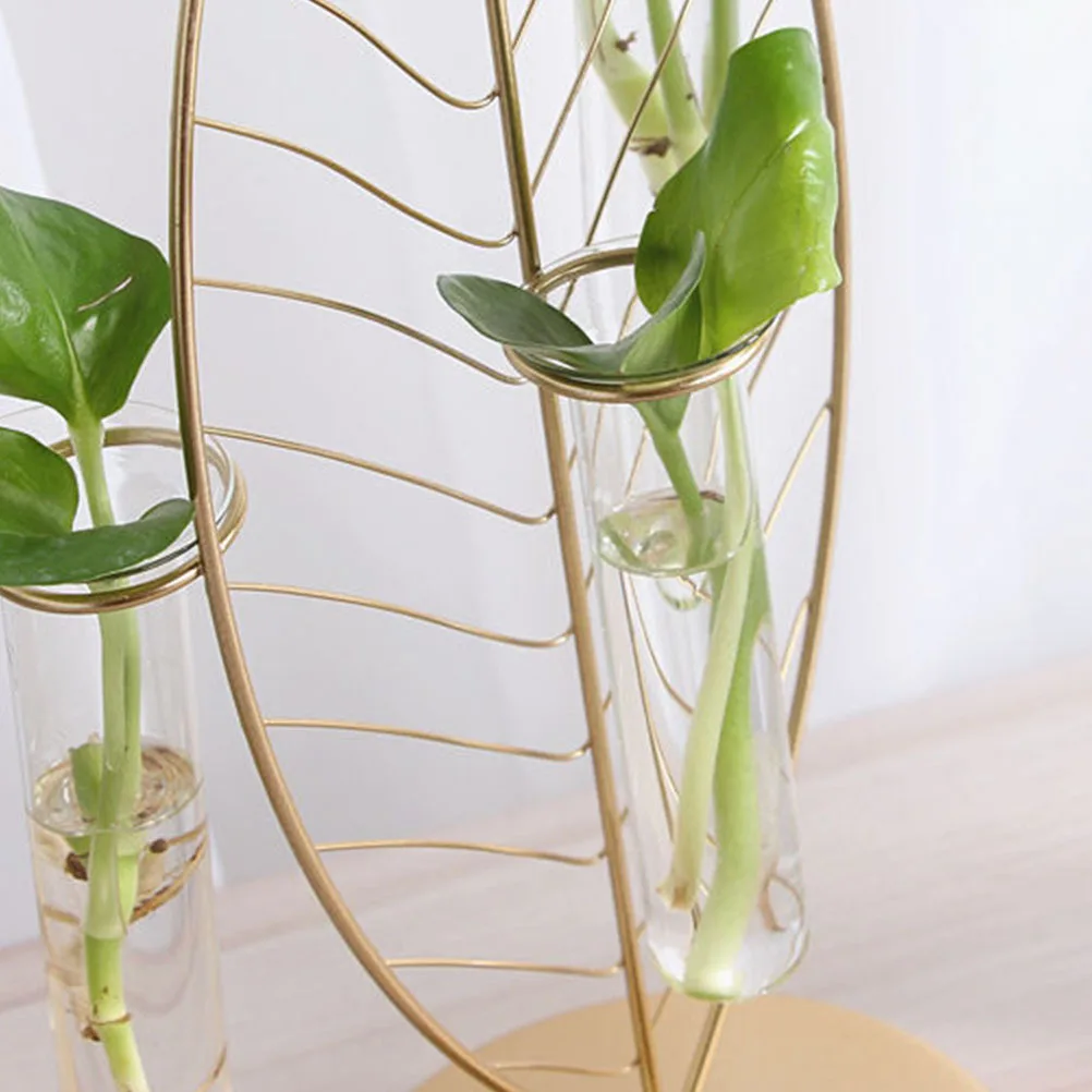 

1Pcs Glass Hydroponic Vase Iron Frame Flower Planter Home Office Garden Decoration Table Ornament Plant Container