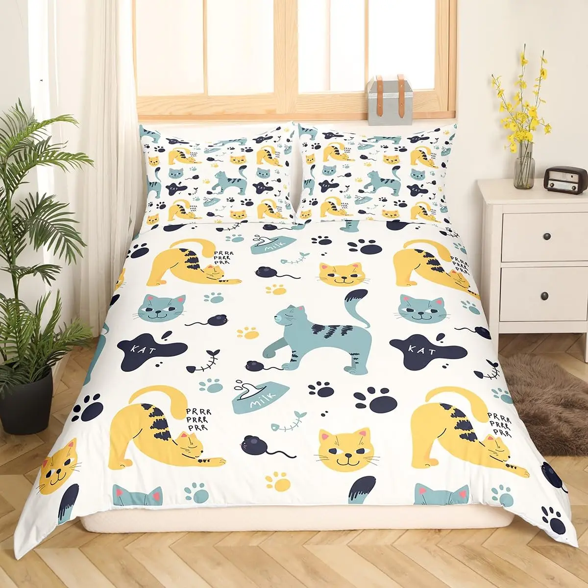 Imagem -03 - Black Cat Duvet Cover Grupo Silhuetas em Poses Diferentes Conjunto de Cama Pillow Shams Rainha Full Size Pcs