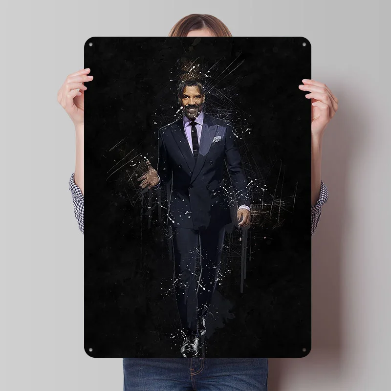 Denzel Washington Metallposter, individuelle Wandkunst, Retro-Vintage-Blechschilder für Männerhöhle-Dekoration, Heimdekor-Accessoires, Bar