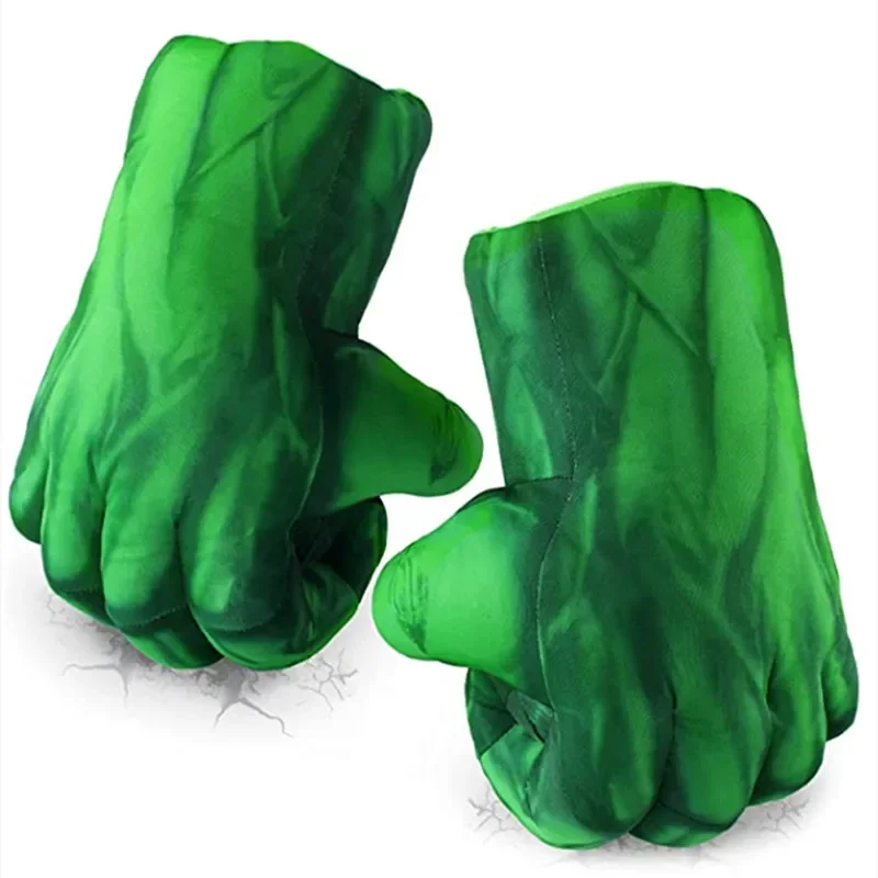 Kids Superhero Character Foam Green Gloves Boy Cartoon Pattern Printed Gloves Halloween Cosplay Plush Toys Cotton Fist Game Prop