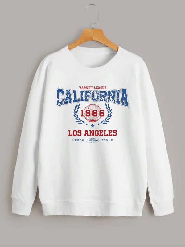 

California 1986 Graphic Print Autumn and Winter Cotton Men's and Women's Sweatshirts Outdoor Sports Leisure Fashion Trend