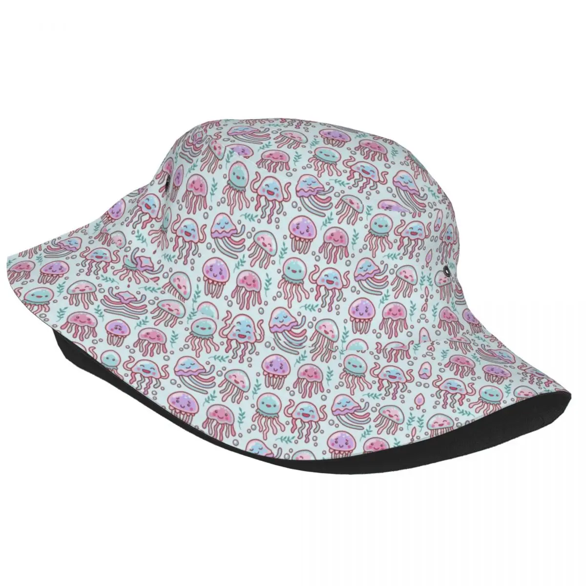 Fashion Jellyfish Cartoon Pattern Bucket Hats for Men Women Print Summer Beach Sun Fisherman Cap