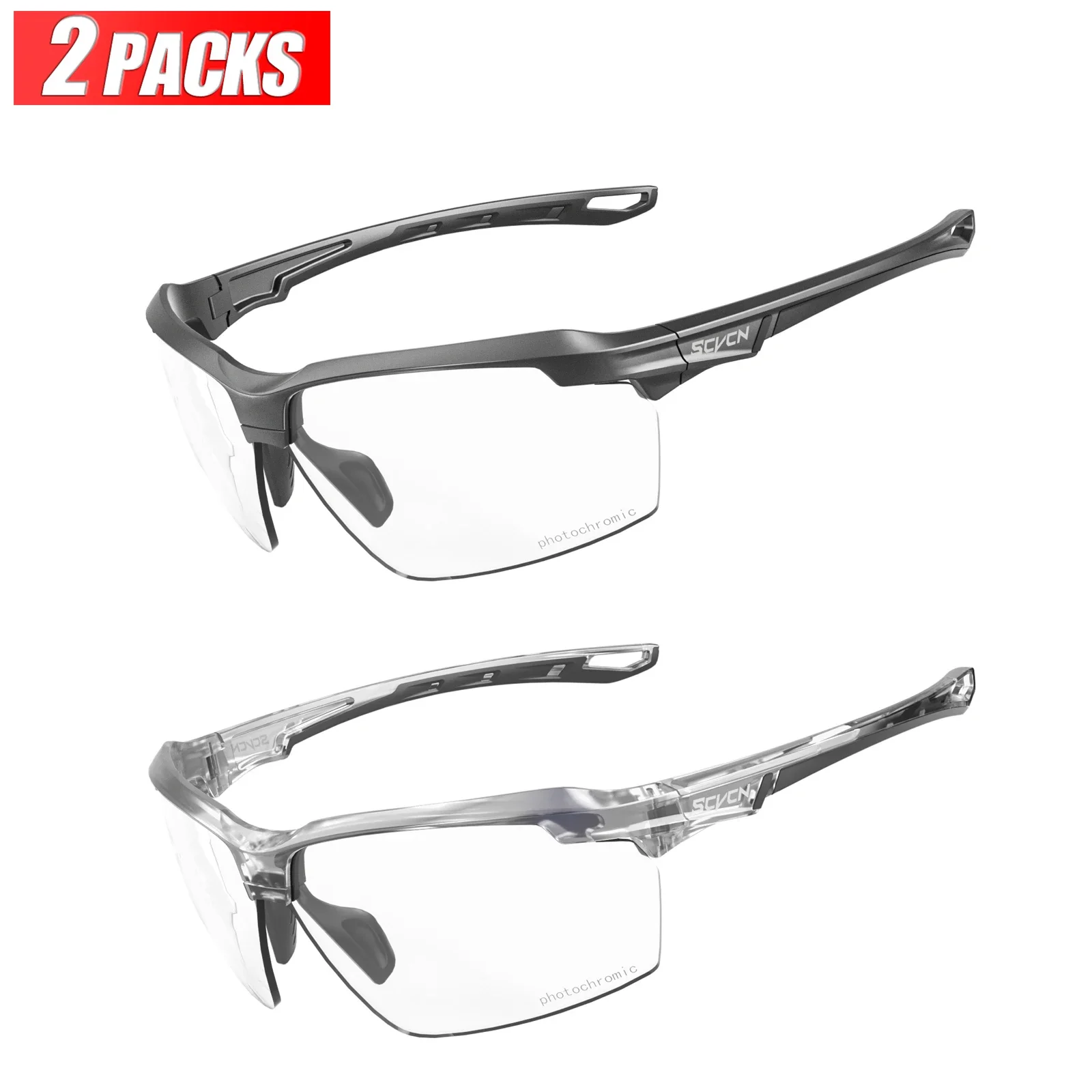 3PACKS SCVCN Photochrome Radfahren Sonnenbrille Gläser Fahrrad MTB Fahrrad Wandern Golf UV400 Sportbrille für Männer Frauen Baseball 8