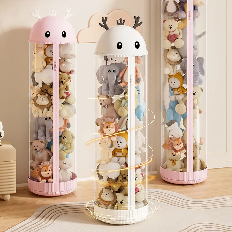 New Doll Storage Bucket Transparent Storage Tube with zipper for Children\'s Toy Box Doll Storage Container Cylinder Rotation