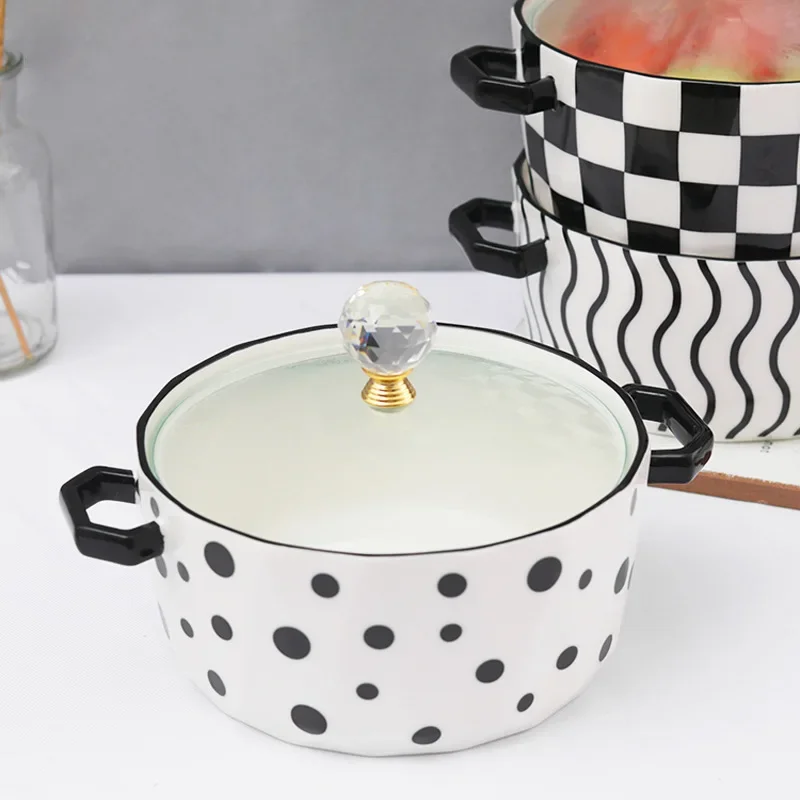 ceramic double ear bowl, instant noodle bowl, household soup bowl, tableware, wholesale noodle bowl, student dormitory bowl