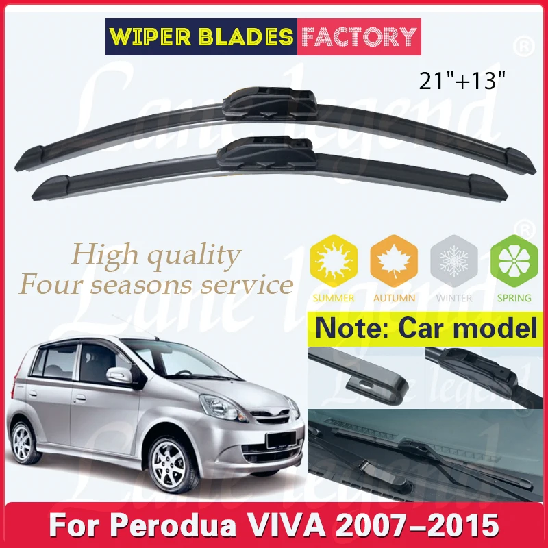 Car Windshield Wiper Blades Fit For PERODUA VIVA 2007 - 2015 Wiper Blades Soft Rubber Auto Front Windscreen Windshield 21+13