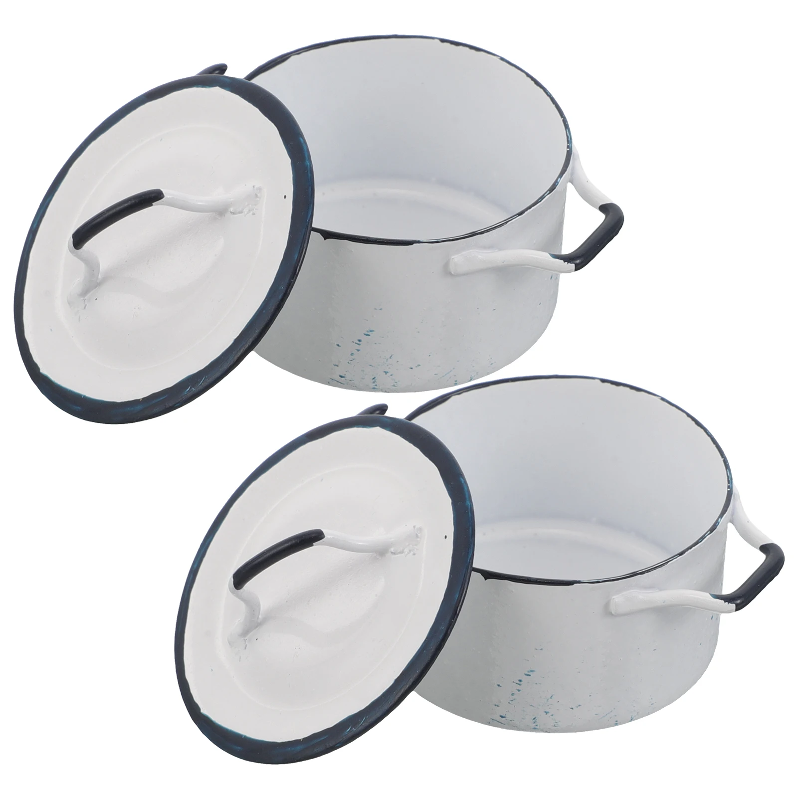 2 قطعة مطبخ صغير بمقياس 1:12 أزرق الحواف وعاء صلصة أبيض دمية المشهد الديكور مصغرة تجهيزات المطابخ Playset لعب الأطفال