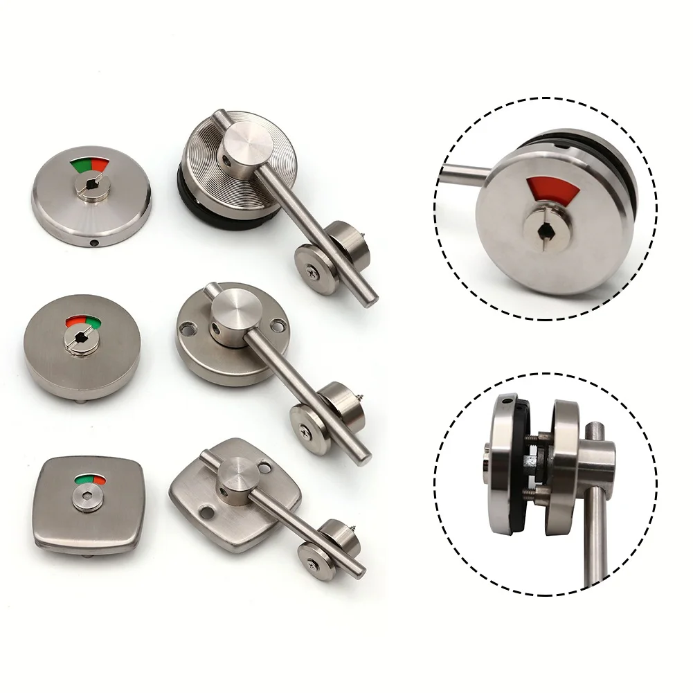 Stainless Steel Toilet Indicator Door Lock For Restroom Doors Round Rod Buckle With Extended Lever For Cavity And Solid Doors