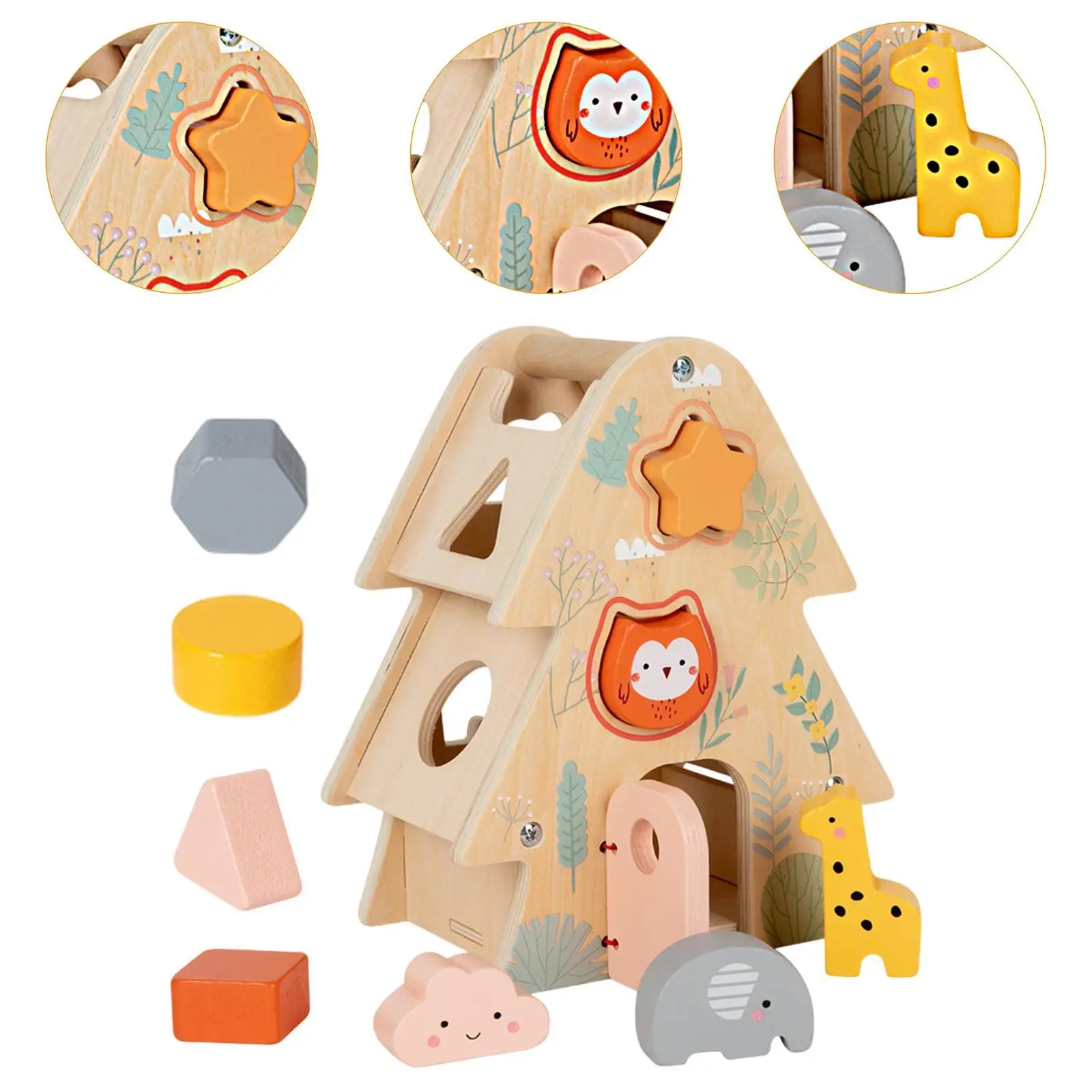 Wooden Shape Sorter Shape Color Recognition for Children Boys Girls Infants