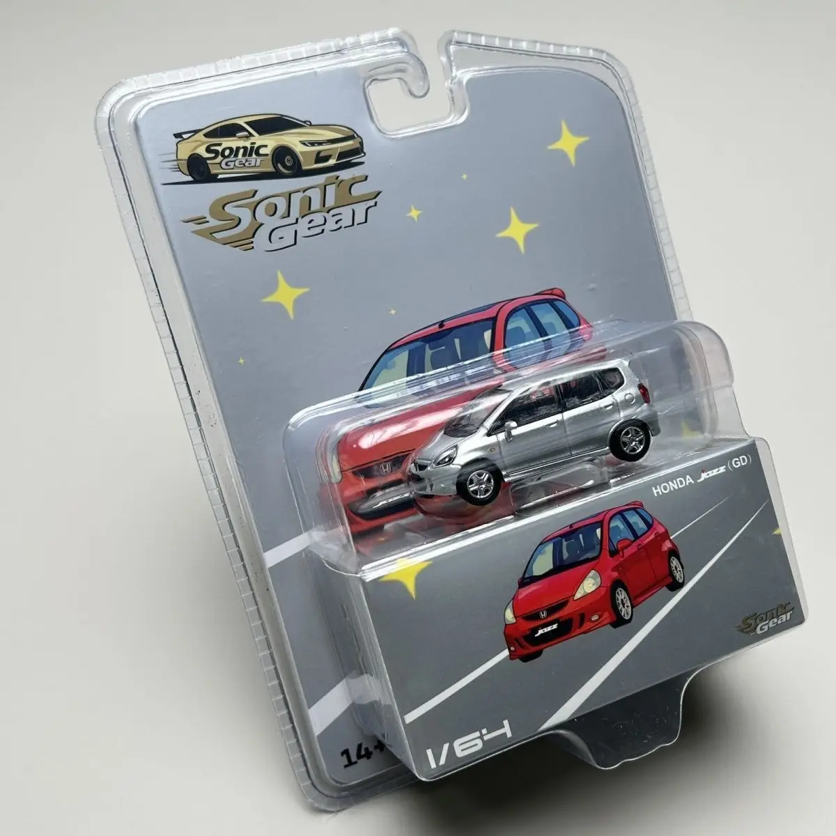 Sonic Gear 1/64 Honda Jazz GD Hatchback SUV Sport Car JDM, Vehículo de Metal Fundido a Presión, Miniatura con Ruedas Libres, Colección, Regalo para Niños
