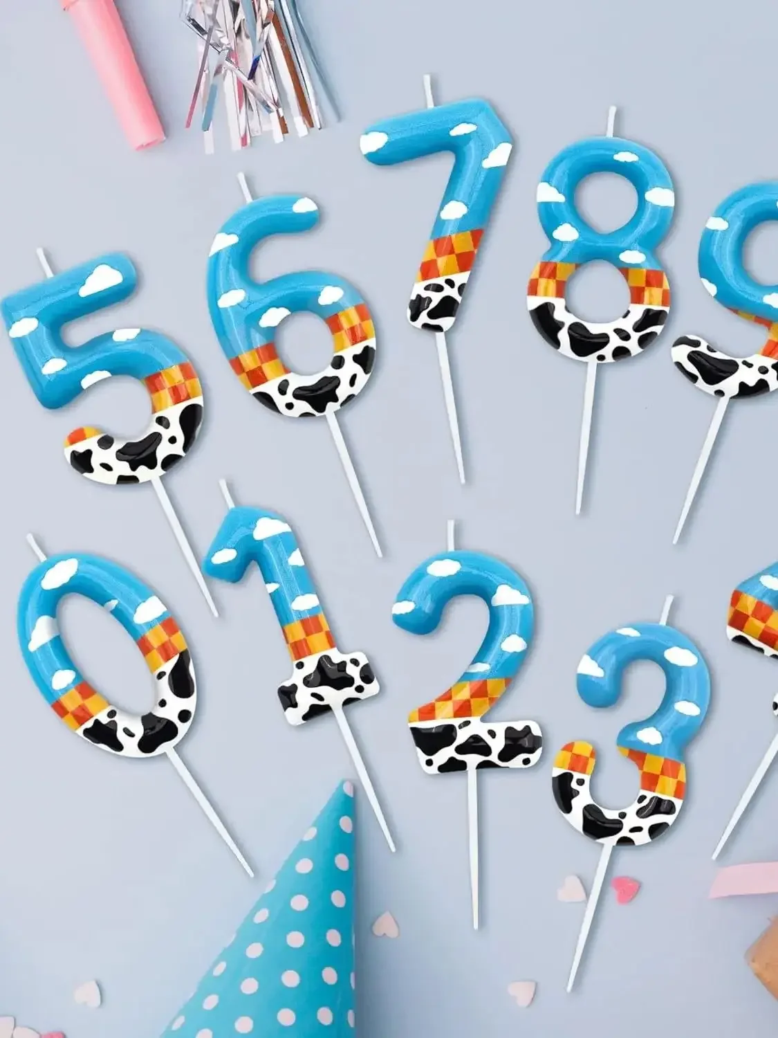 Von Spielzeug inspirierte Game-Story-Geburtstagszahlenkerzen für den 5. Geburtstag, Zahlenkerzen 1-9, Kuchenaufsätze für Kindergeburtstagsfeiern mit Cartoon-Story-Thema – Detail 3