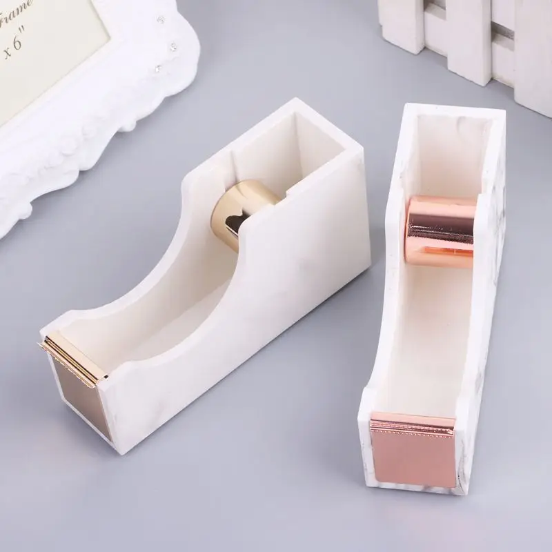 Creative Marble Desktop Adhesive Tape Dispenser Rose Gold Cutter Metal Student Stationery Gifts Office washi tape cutter Holder