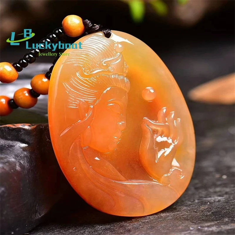 Primary Color Yunnan Longling Huanglong Jade Guanyin Pendant Men's Jade Pendant Necklace