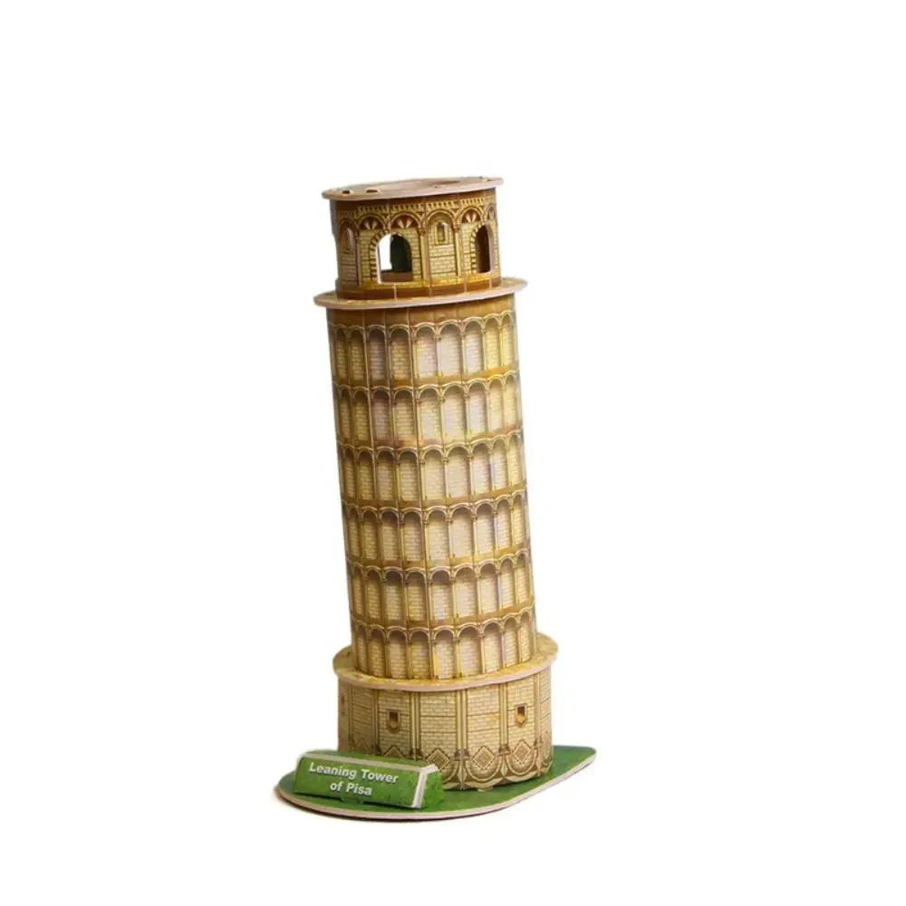 Paper World Famous Buildings Model House 3D Mini Cardboard Puzzle Leaning Tower of Pisa The Twin Towers Desktop Decorations