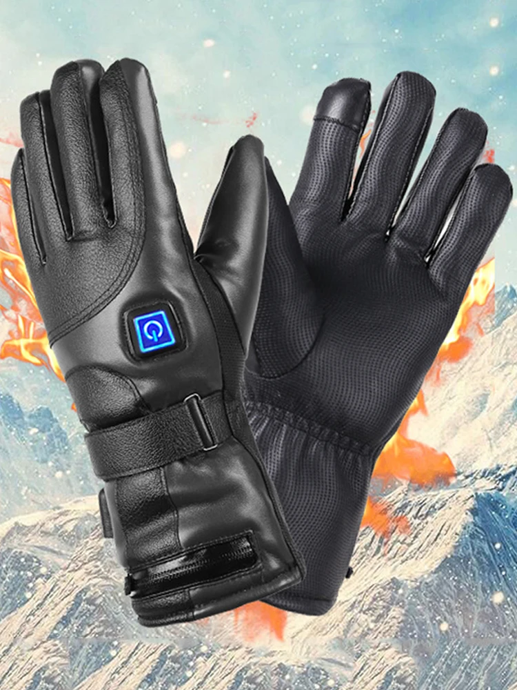 قفازات ساخنة قابلة لإعادة الشحن 3 مستويات لدرجة الحرارة قفازات شتوية كهربائية مقاومة للماء لتدفئة اليد للدراجات النارية في الهواء الطلق وركوب الدراجات