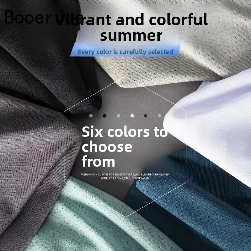 Outdoor 5XL Sommer Eisseide Herren T-Shirt Kurzarm Rundhals Atmungsaktiv Dünn Sport Lauf Schnelltrocknend Weich Elastisch – Detail 4