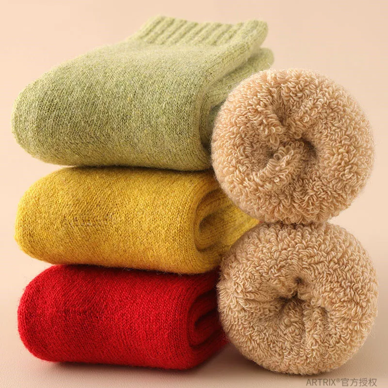 Winter Warm Thicken Wool Cashmere Socks Solid Color White Knee High Long Home Stocking for Baby Boy Girl Kids Children Stuff