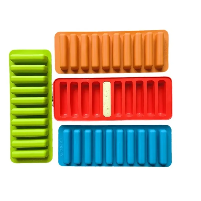 

10 Grids Long Strip Shape Silicone Ice Cube Mould Non-Stick Stick Shape Ice Tray DIY Biscuit Baking Mould Jelly Chocolate Mold