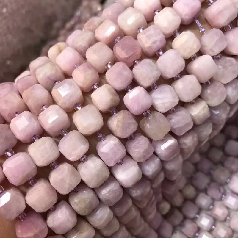 

loose beads Kunzite sauqre faceted 8/10mm nature for DIY making jewelry necklace 38cm FPPJ wholesale