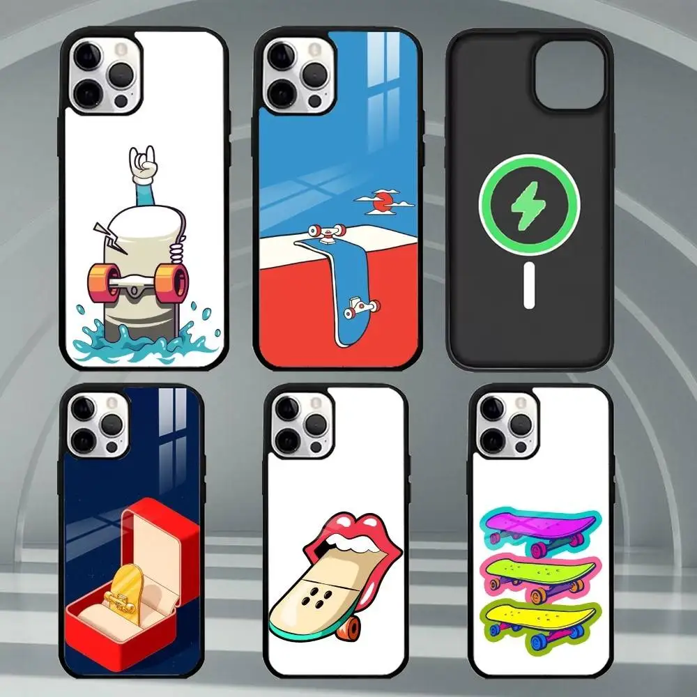 

S-Skateboard Abstract Art Phone Case For iPhone17,16,15,14,13,12,11 Plus,Pro Max Magnetic For Magsafe Wireless Charging