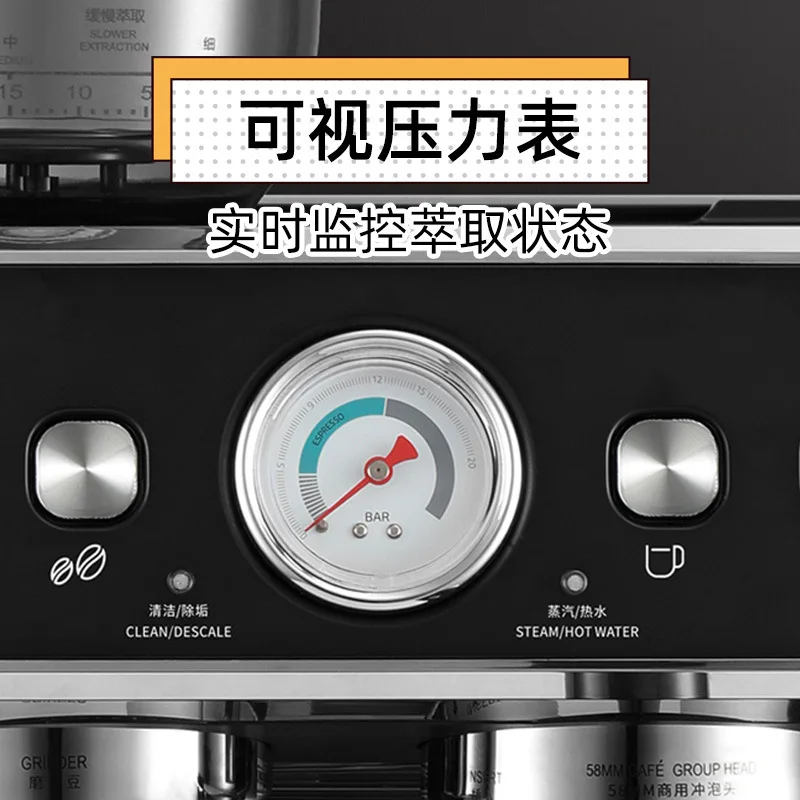 Bae02 Now Grinding Integrated Double Boiler Coffee Machine Commercial Semi-automatic Italian Household