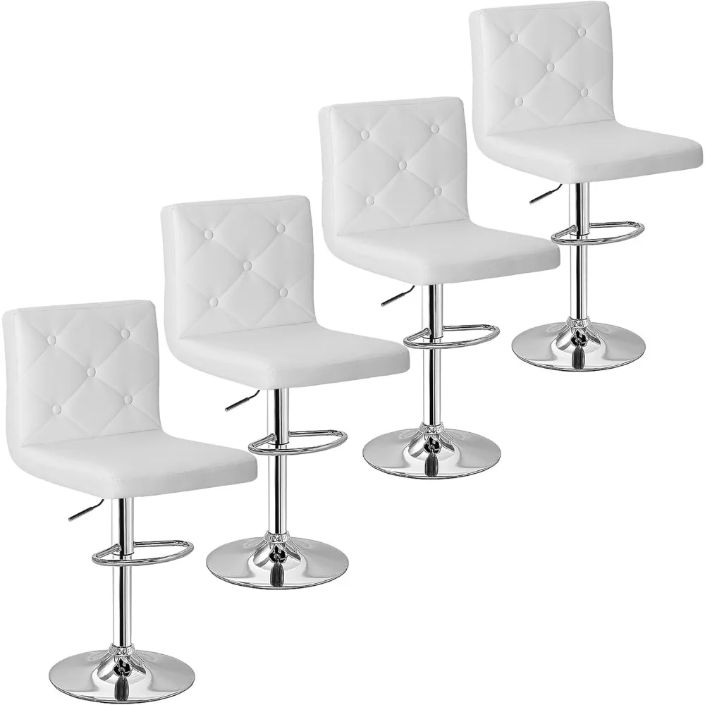 

Bar Stools Set of 4, Modern PU Leather Adjustable Bar Stools with Back, 360° Swivel Bar Height Stools for Kitchen Counter Island