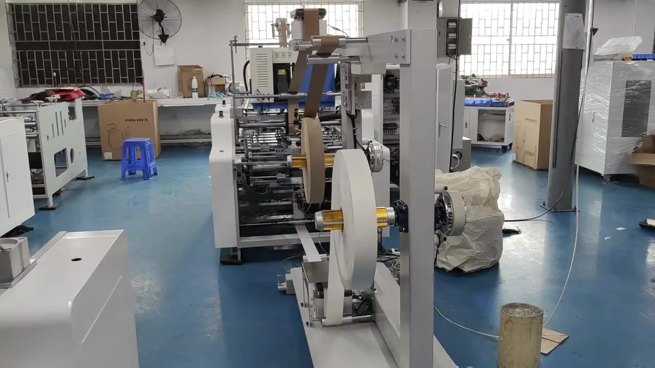 Fully Automatic Making Twisted Paper Hot-melt Glue Rope Paper Bag Handle Pasting Machine Semi Automatic Roll Fed Square Bottom