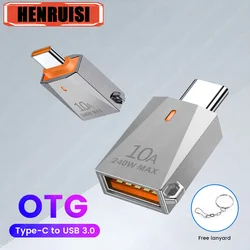 240W 10A OTG Type C To USB-A Cell Phone Adapter With USB Flash Drive Micro USB Type-C For HUAWEI Samsung Xiaomi 13 POCO Adapters