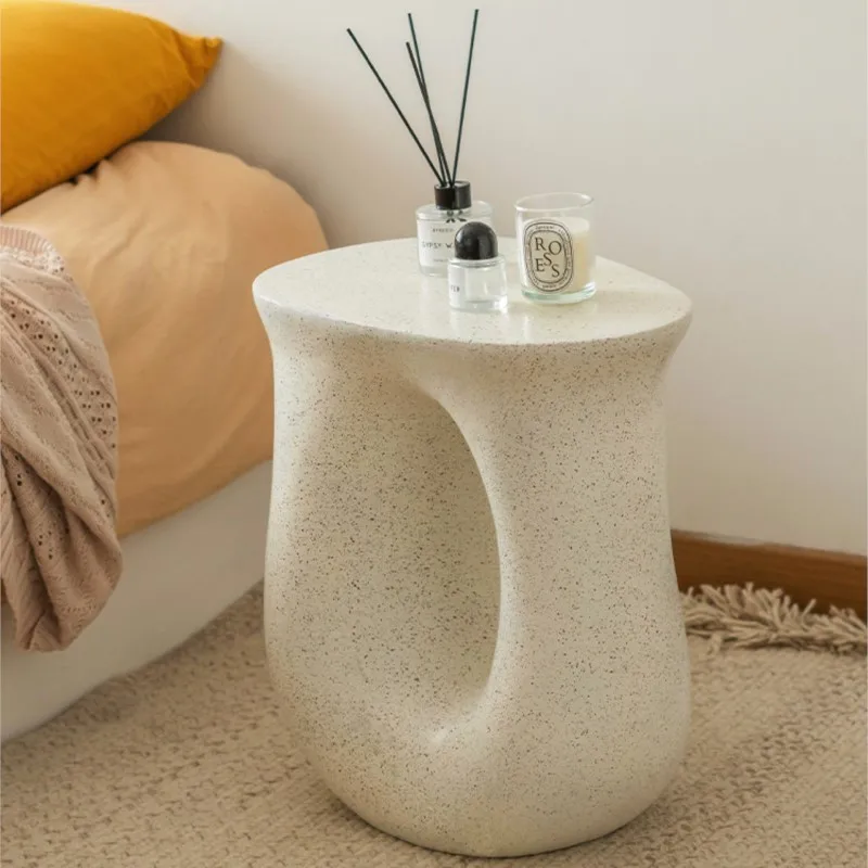 MOMO Creative Cream Bedside Small Side Table Bedrooms Living Room Sofa Coffee Table Light Luxury Simple Wabi Sabi  Minimalist