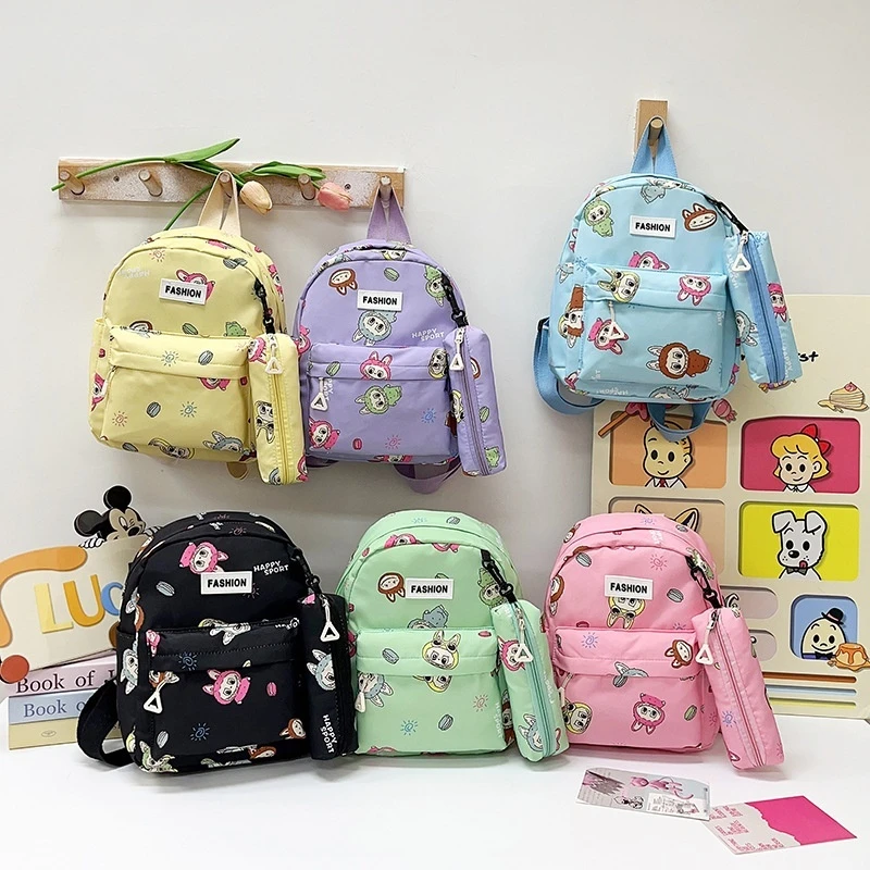 Korean Fashion Labubu Children'S Backpack Lightweight Air Cushion Shoulder Strap Casual Style Waterproof Multi-Color Optionaltoy