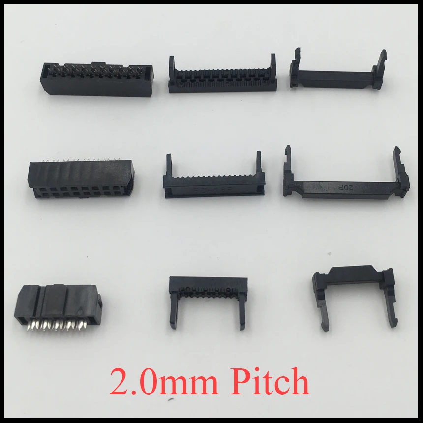 FC 6P 8P 10P 12P 14P 6 8 10 12 14 Pins 2.0mm Pitch Double Row Space ISP IDC Connector Flat Cable Female Header Horn Socket Box