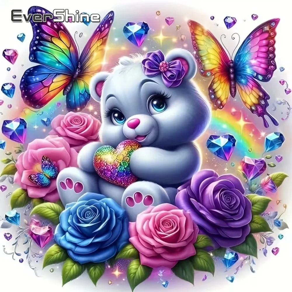 EverShine DIY Diamant-Stickerei Bären-Gemälde Tier-Cartoon Kreuzstich-Sets Diamant-Mosaik Blume Neuerscheinung Kindergeschenk