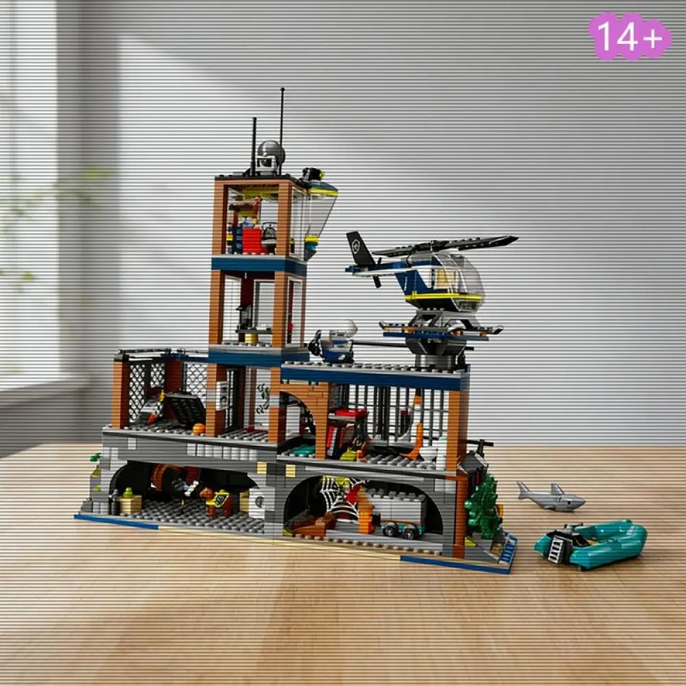 

Новый конструктор «Полицейский участок на острове-тюрьме» (вертолет) совместим с наборами 60419, серия «Город», игрушка из кирпичиков, подарок для детей