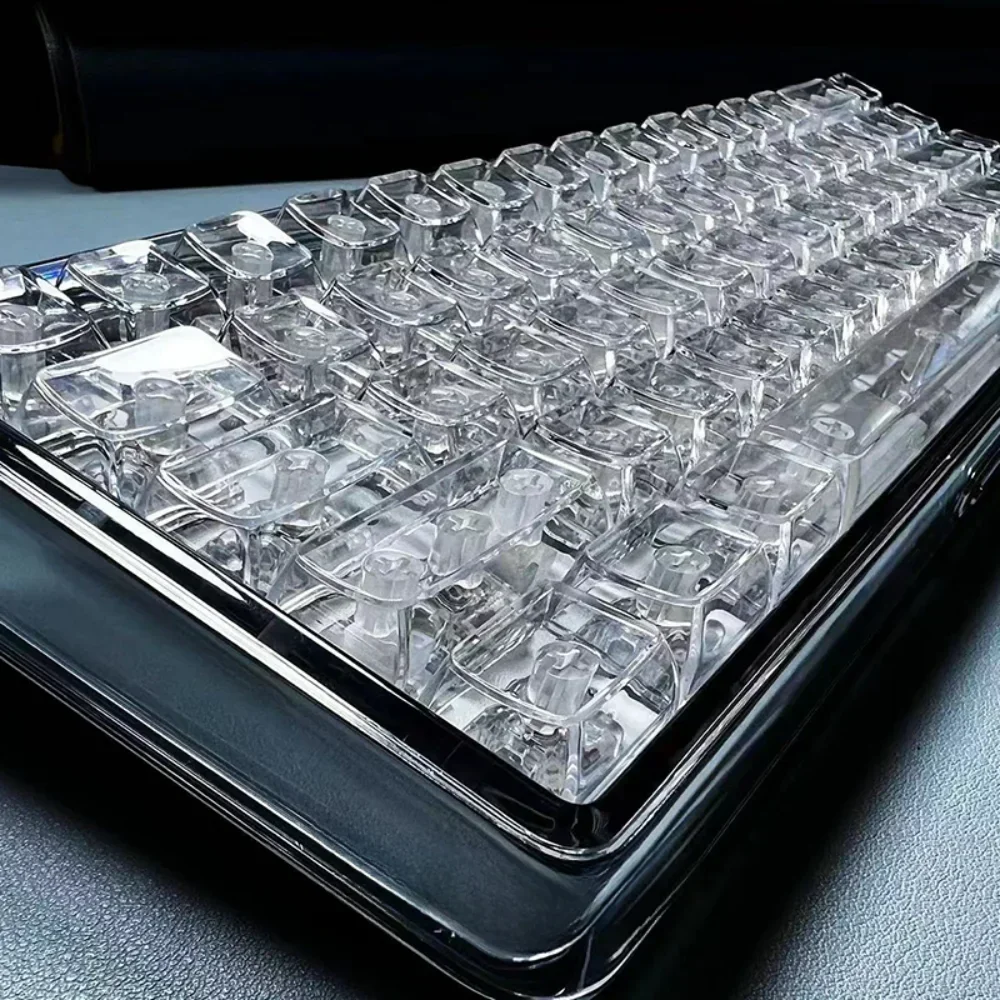 Transparent Crystal Keycaps CBSA PC Engraved/unengraved/side-engraved 132 Keys for MX Mechanical Keyboards.