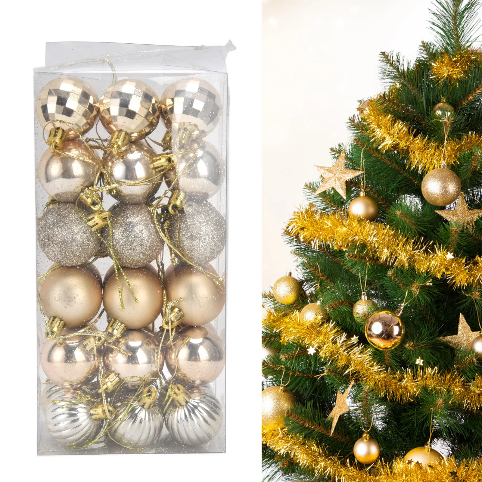 

36Pcs Christmas Tree Ball Ornaments Xmas Ball Pendant Hanging Decorations for Festival Holiday Party New Year Gifts Decoration