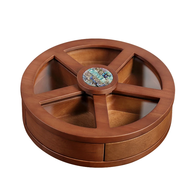 

Living room dried fruit box Chinese New Year housewarming candy box coffee table solid wood nuts snacks grid storage tray