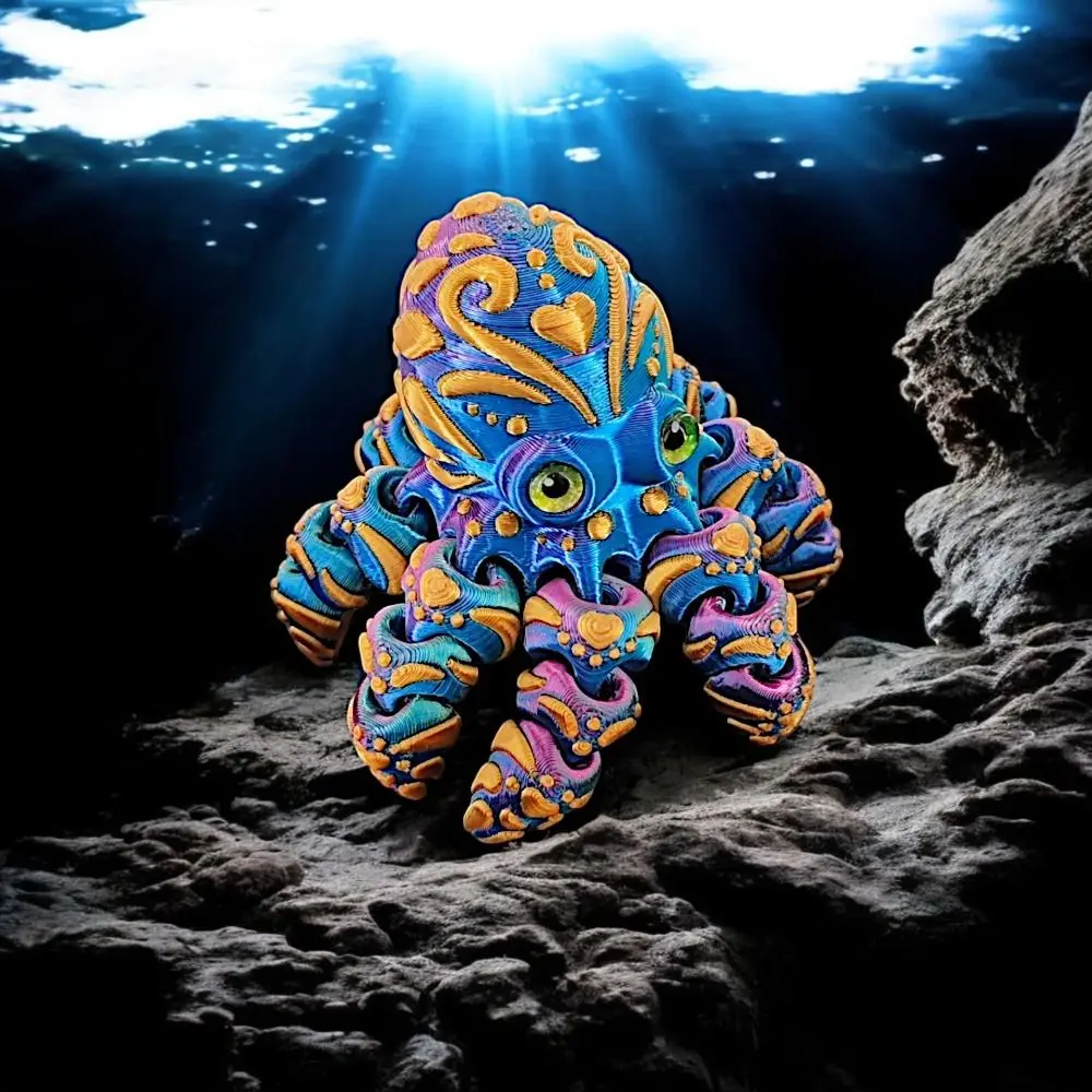 

Movable Joints 3D Printed Octopus Ornament Realistic Handicraft 3D Printed Octopus Model Figurine Cartoon Octopus Sculpture