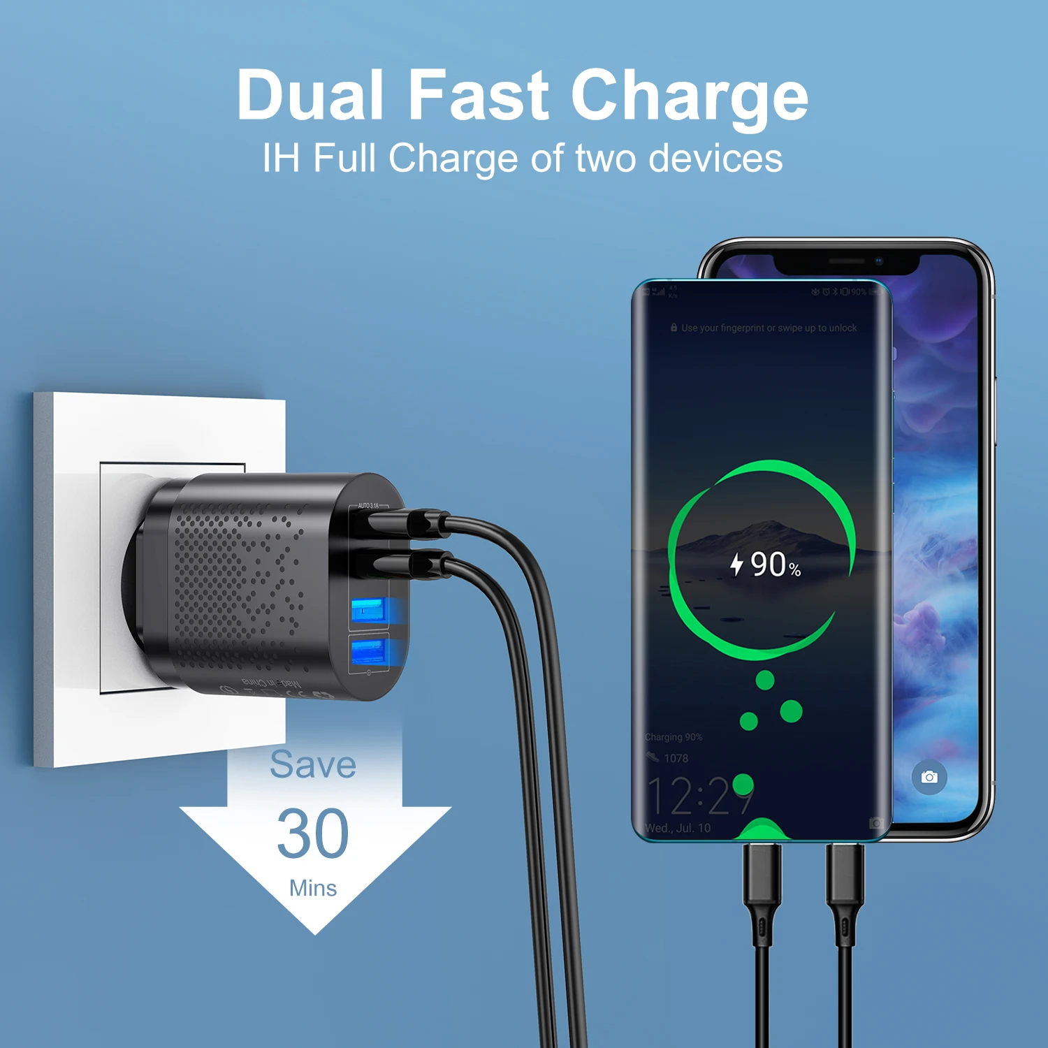 Korean USB Fast Charger KR Plug USB Charger QC3.0 Quick Charge 3A Mobile Phone Charger 4 Ports Multi Charger Phone Adapter 충전기