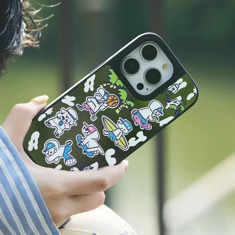

Surf Skateboard Dog Mirror Magnetic Phone Case Cover for IPhone 11 12 13 14 15 16 Pro Max Case for IPhone 16 Pro Max