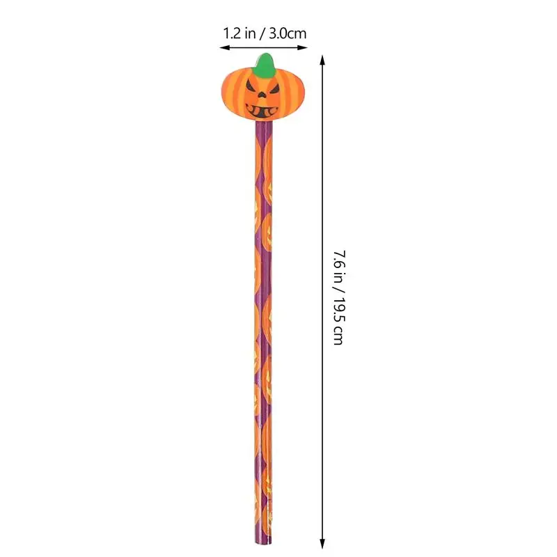 24Pcs Halloween Pencils Practical Children School Cartoon Wooden Drawing Painting Pencils Pencils with Erasers  (Random Color)