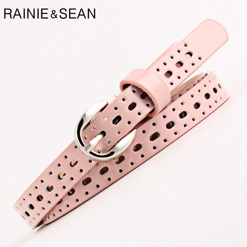 الوردي النساء حزام الجوف خارج بولي Leather الجلود Royalblue حزام المرأة الكورية السيدات عادية تصميم جديد الصلبة رقيقة حزام جلد للجينز