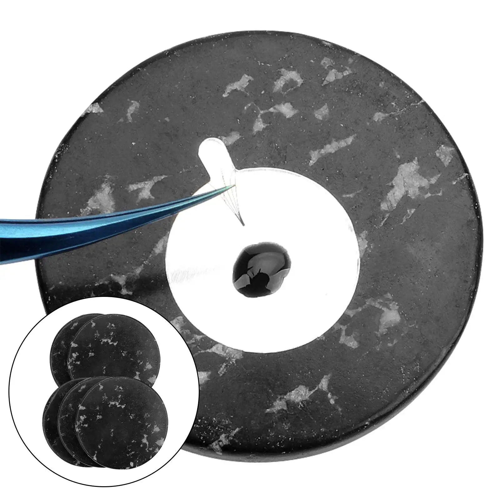 Jade Stone Eyelash Glue Holder Pad Black Mini Pallet Reusable Lash Base Cosmetic Tool for Eyelash Kits