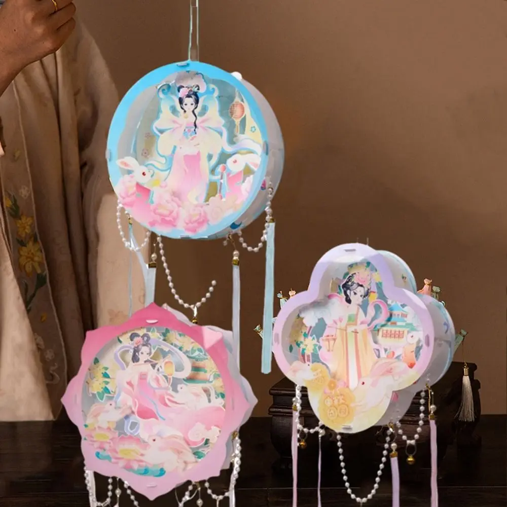 Chinese Style Mid-Autumn Festival Lantern Luminous Handmade Lantern Lamp with LED Light Handheld Rabbit Lantern Dancing Props