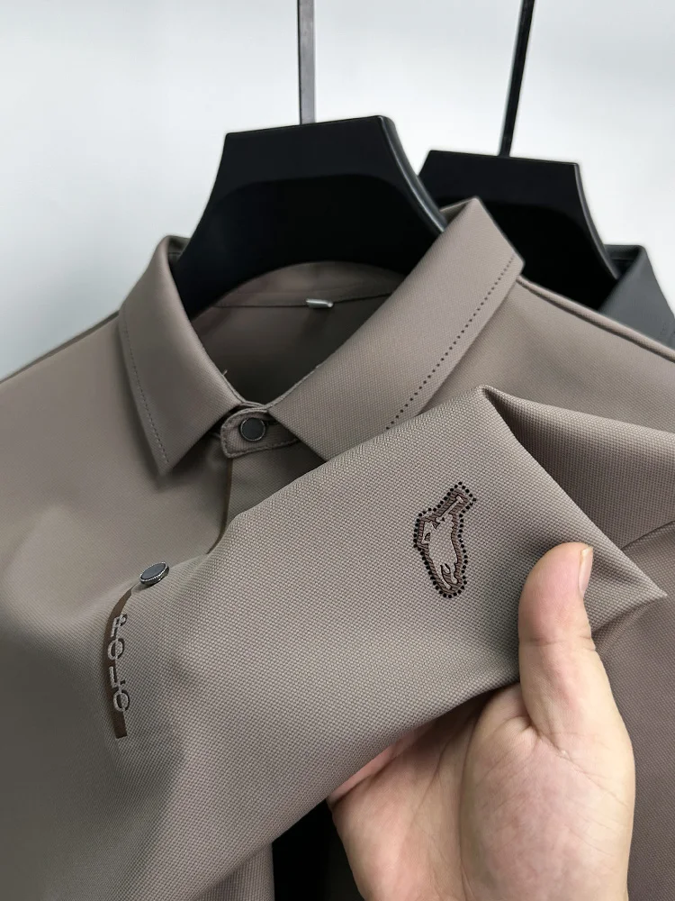 

Элитная мужская футболка Paul с длинным рукавом, роскошная, для мужчин среднего возраста, деловой стиль, с животным принтом, из ледяного шелка