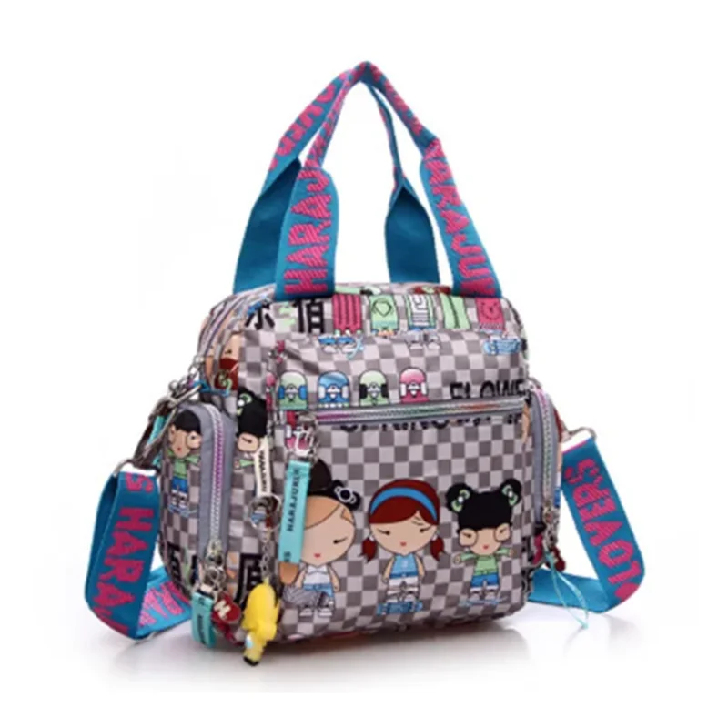 Bolso cruzado de tela Oxford Harajuku para mujer, bolsa de hombro informal de lona de Color caramelo con cremallera, bolso de viaje Kawaii, 2024