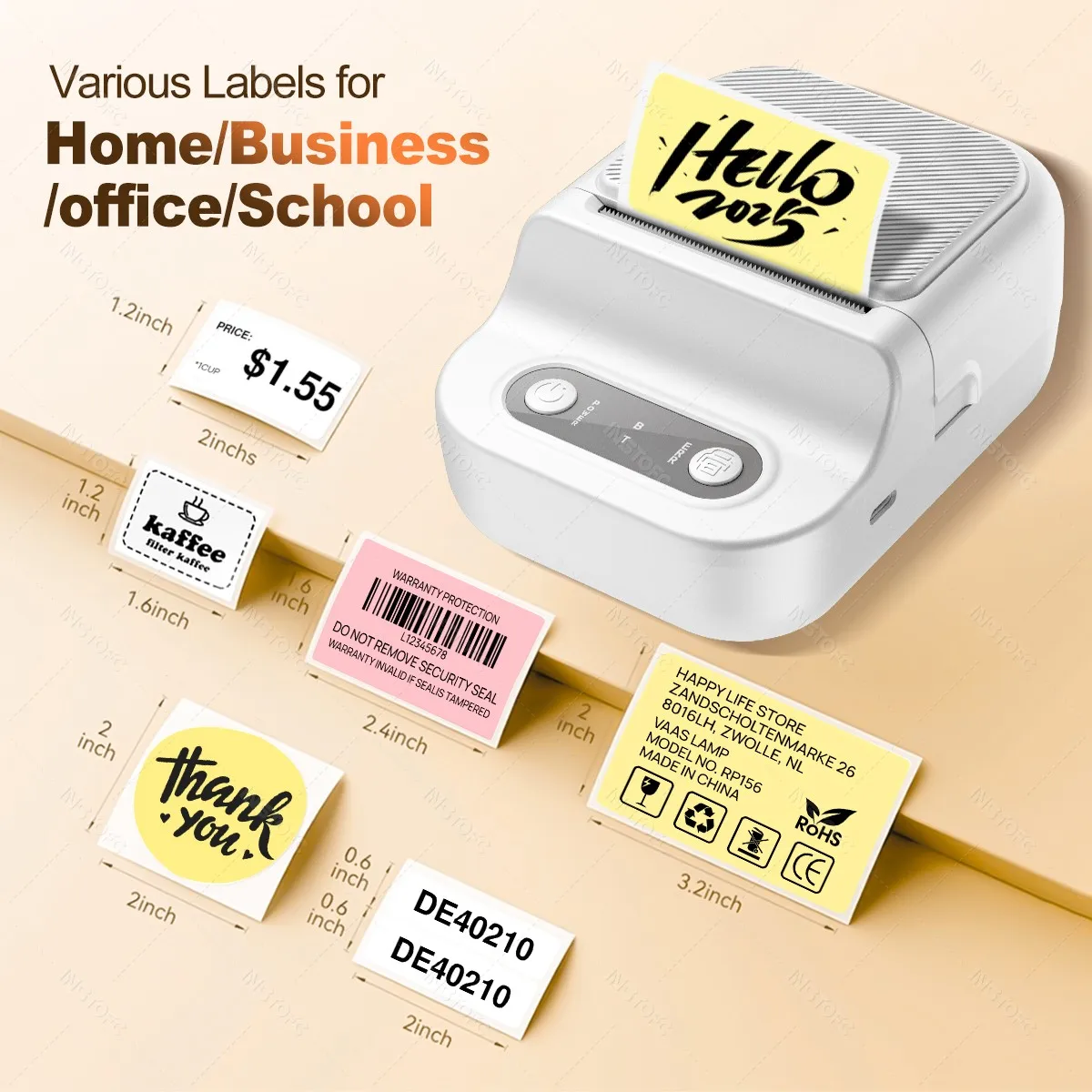 Inkless Thermal Label Printer 2inch Bluetooth Self-adhesive Sticker Mini Printer For Gift/Diy Creative/Marking Tag Label Maker