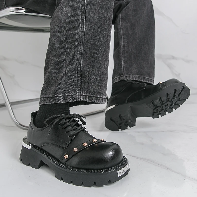 

Classic Men Thick-soled Derby Shoes Casual Comfortable Height-increasing Fashionable Elegant Shoes Outdoor Activity Shoes Men